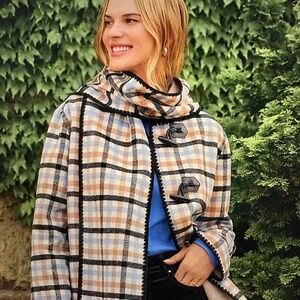 NWT Ann Taylor Weekend Collection Plaid Scarf Coat